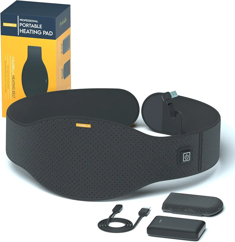 Portable Cordless Heating Pad with Battery - Electric Heat Belt with 3 Heat Levels, for Lower Back or Cramps Belly Pain Relief Heating Pads Black