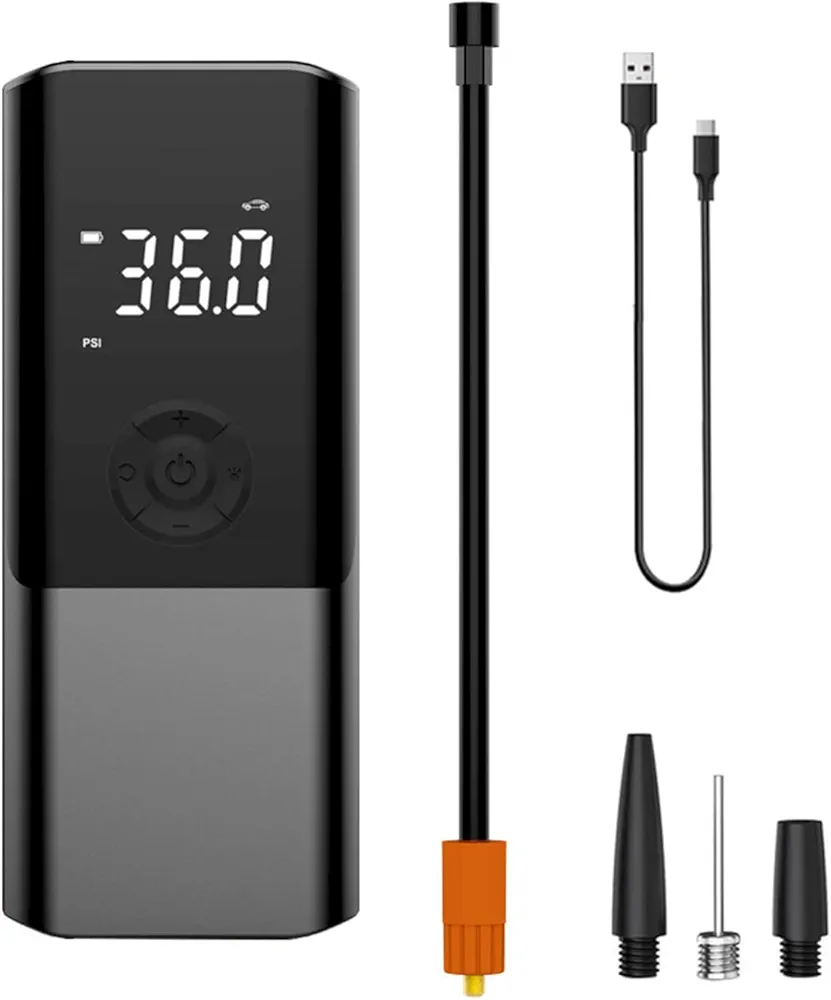 Portable Air Compressor Sure Here's A Product Title for Tire Inflator Described with Digital Pressure Gauge Compact Size Rechargeable Motorcycle B