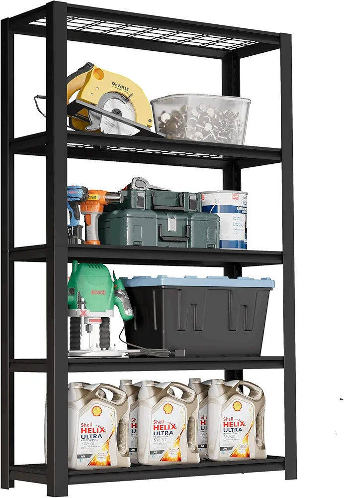 FLEXIMOUNTS 72" H Garage Shelving, 5-Tier Garage Storage Shelves, Standing Shelving Unit, Metal Wire Rack, Heavy Duty Shelving for Basement, Warehouse, 36" W x 16" D x 72" H