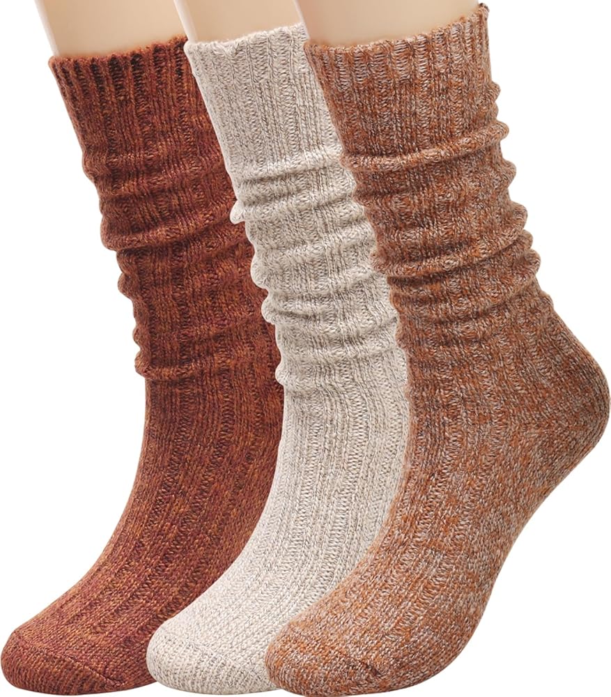 Galsang Women's Vintage Knit Cotton Slouch Boot Socks Casual Crew Socks,Thick Knit Wool Socks Gift Socks,Size 5-10,#B65