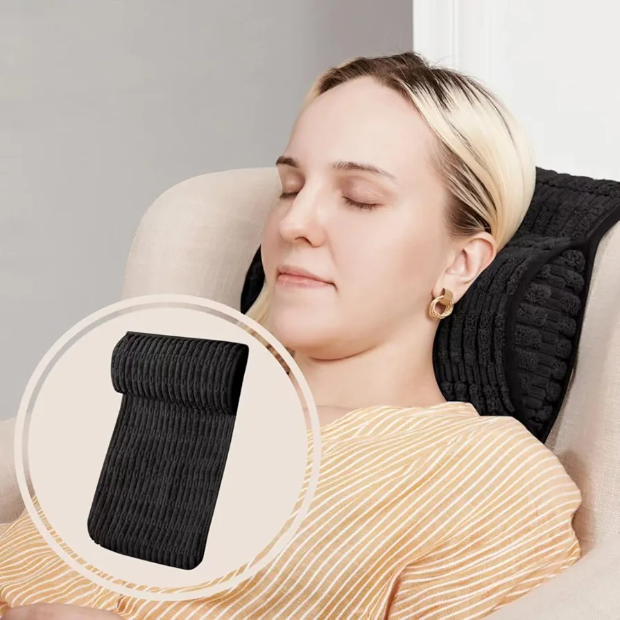 WdFour Headrest Memory Pillow, Support Cushions for Neck, Back or Leg for Sofas, Recliners, Office Chairs, Massage Chairs for Neck Pain Relief and Cervical Support. (Black, 13" Wx5.5 Lx3 D, 1PC)
