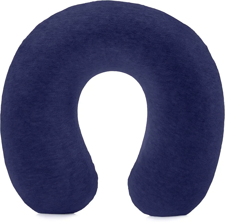 Amazon Basics Semicircular Memory Foam Neck Travel Pillow, Navy Blue