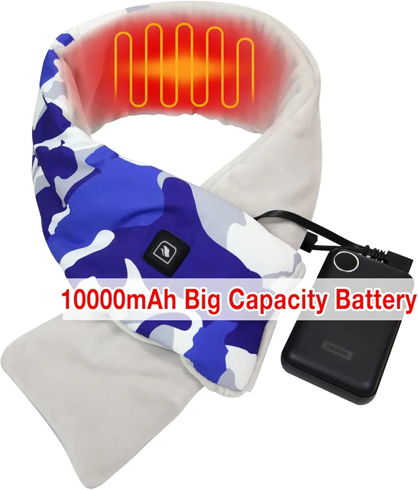 Heated Neck Wrap, DUKUSEEK Electric Heated Scarf with Neck Heating Pad for Neck Pain Relief, 10000mah Rechargeable USB Battery Powered Heating Neck Pad for Men and Women Large