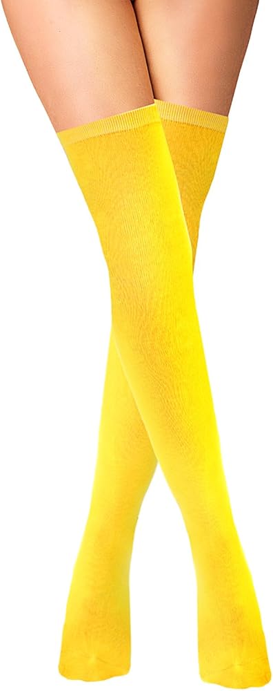 1 Pair Thigh High Socks Women's Knee High Socks Costume Thigh High Silk Stockings Leg Warmers Athletic Socks Long Thin Outdoor Sport Casual Tube Socks Cosplay Knee High Hosiery, Yellow