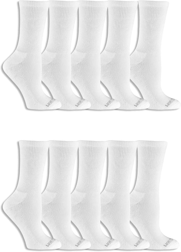 Fruit of the Loom Womens Everyday Soft Crew Socks 10 Pair, 4-10 Medium, White