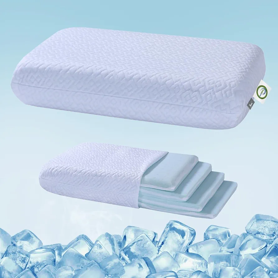 LOFE Adjustable Memory Foam Pillow - 4 Heights from 1.2 to 4.8in, Cervical Pillow for Neck Pain Relief, Neck Support Pillow for Side Sleepers, Cooling Pillow for Back/Stomach Sleeping, CertiPUR-US