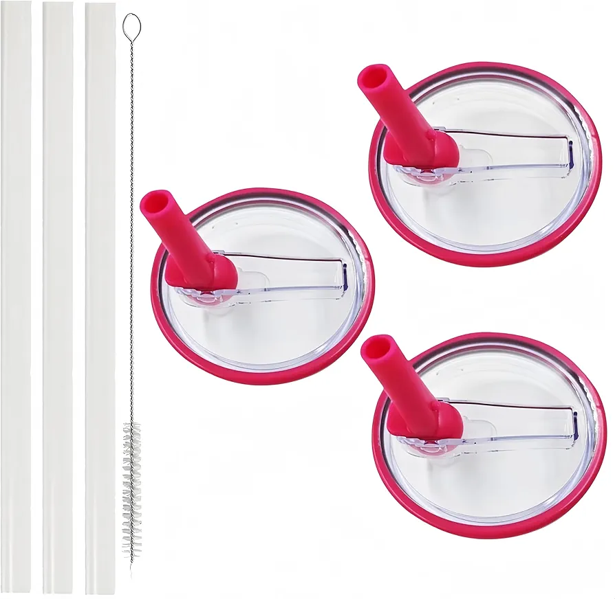 30 oz Tumbler Flip Straw Lid Replacement Fit Compatible with Stanley Quencher Cup,3 PCS Spill Proof Splash Resistant and Leak Proof,Reusable Tumbler Lids Compatible with Stanley Tumbler (Red)