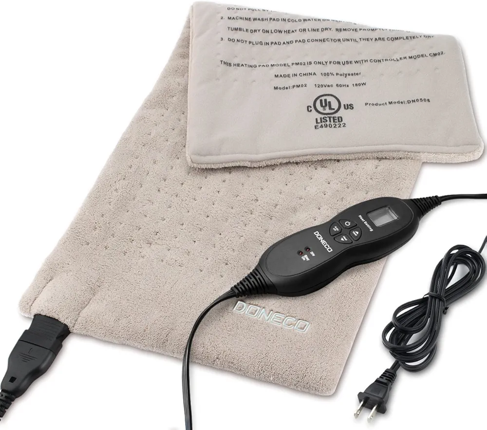 King Size XpressHeat Heating Pad (12" x 24") - Electric Heating Pad for Back Pain and Cramps - Features 6 Temperature Settings and Adjustable LCD Controller - Machine Washable Microplush