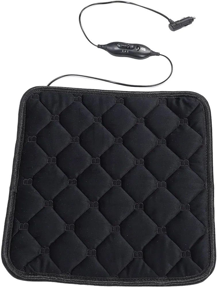 ZJchao Graphene Heating Pad 12V Heated Seat Cushion 2 Levels Adjustment 3 Second Quick Heating Up to 65°C 17.3x17.3in for Home Sofa Bed Traveling