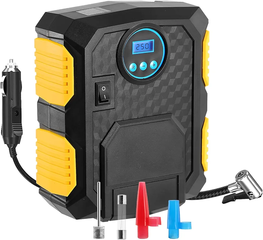 iMounTEK Portable Air Compressor Pump, Tire Inflator, 12V DC, 120W, 150PSI, 25L/Min Air Flow, LCD Digital Display for Cars, SUVs, Trucks, Bicycles and Other Inflatable Devices