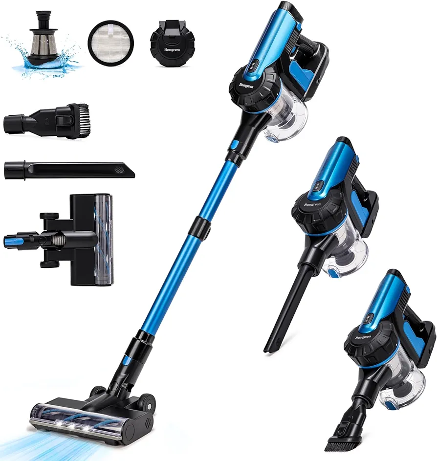 Cordless Vacuum Cleaner, Powerful Suction Stick Vacuum Cordless Rechargeable with HEPA Filters, Hand Held Vacuum Cleaner for Hard Floor Carpet Pet Hair