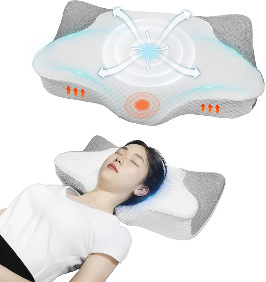 Cervical Neck Pillow for Side Sleepers - Memory Foam Pillows Set for Neck Pain Relief, Pillow Standard Size, Ergonomic Support for Adults