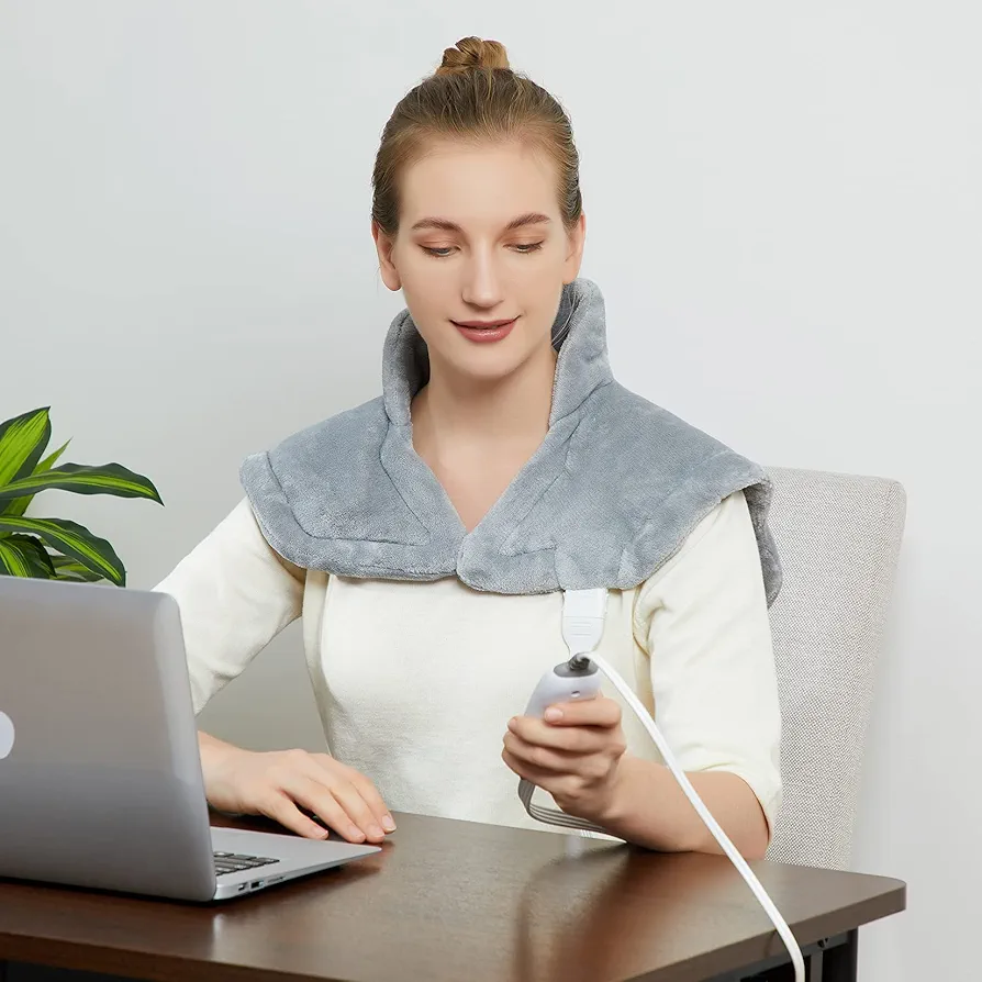 CAROMIO Weighted Heating Pad for Neck and Shoulders - UL Certified, 2.2lb Large Electric Fast Heating Pad for Pain Relief and Deep Pressure Therapy, 22"x19" Size for Neck Pain and Cramps