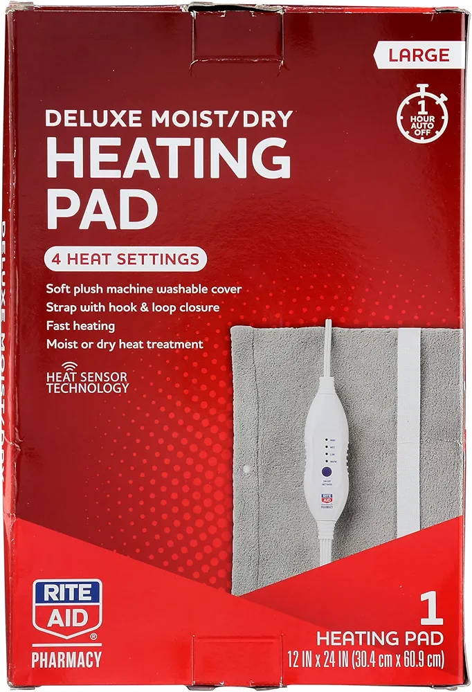 Rite Aid Deluxe Comfort Heating Pad, King Size, 12" x 24" Heating Pad