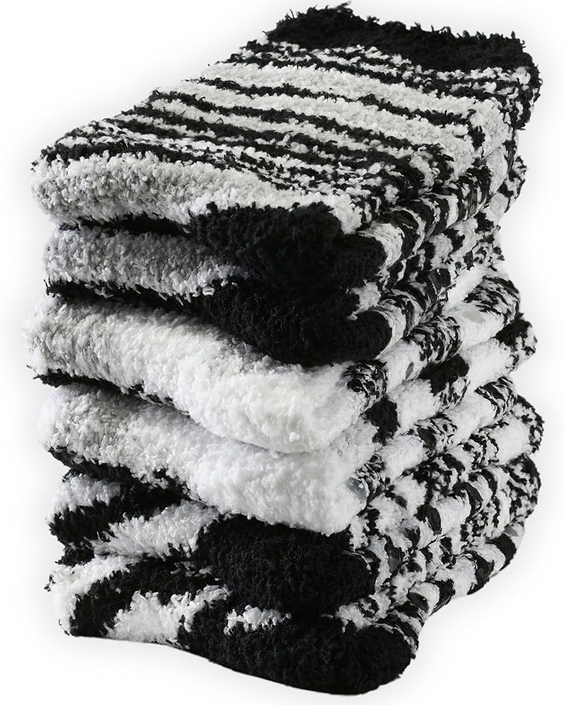 Tipi Toe Women's 3 & 6-Pairs Cozy Microfiber Soft Anti-Skid Fuzzy Crew Socks Slipper