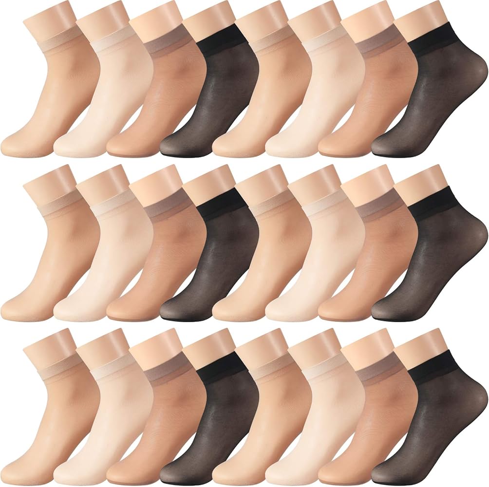 Geyoga 40 Pairs Women Sheer Nylon Socks Ankle High Sheer Socks Soft Silky Short Socks