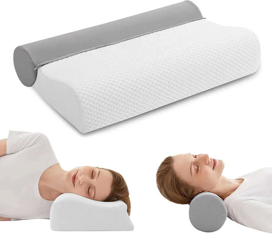 JOLLYVOGUE Neck Pillow for Sleeping,Memory Foam Neck Support Pillow, Removable Adjustable Cooling Bed Pillow for Side Back Stomach Sleepers