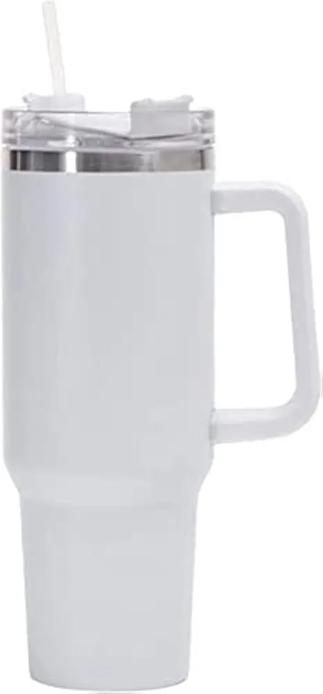 CHAADS 40 oz Tumbler Insulated Water Bottle with Straw flip Straw Tumbler Stainless steel vacuum insulated cup Cup with Handle for Women&Men coffee Mug (White)