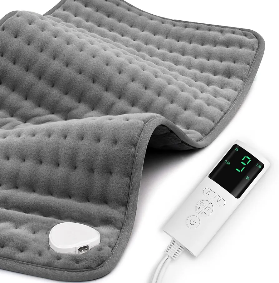 Heating Pad for Back Pain Relief & Cramps 17"x33" Extra Large, Moist Dry Heat Options, Electric Heating Pads, 9 Heat Settings, Machine Washable, White Elephant Gifts, Gifts for Women