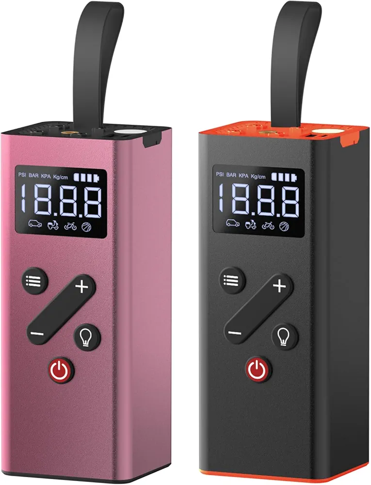 Portable Tire Inflator | 150PSI Cordless Air Compressor | Battery Power & 12V DC | Auto Shut-Off | with Presta & Schrader Valves
