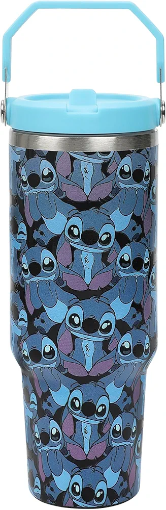 Bioworld Disney Stitch All-Over Print Blue 40 Oz Stainless Steel Tumbler With Handle