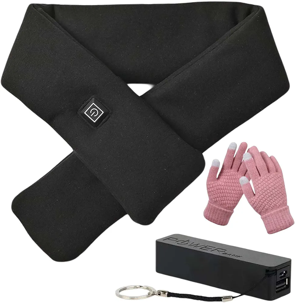 Sigmakin Intelligent Electric Heating Scarf, Neck Heating Pad for Neck Pain Relief, with 2000mah Power Bank, Cordless Thermal Neck Brace Electric Heated Neck Warmer with 3 Heating Levels (Black)
