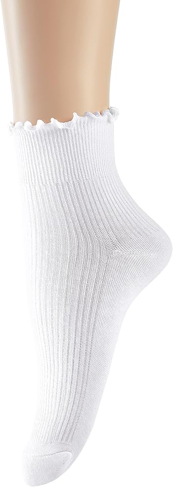 DOOVID Ruffle Crew Socks Cute Ankle Socks for Women Girls Cotton Knit Lettuce Frilly Socks Athletic Socks