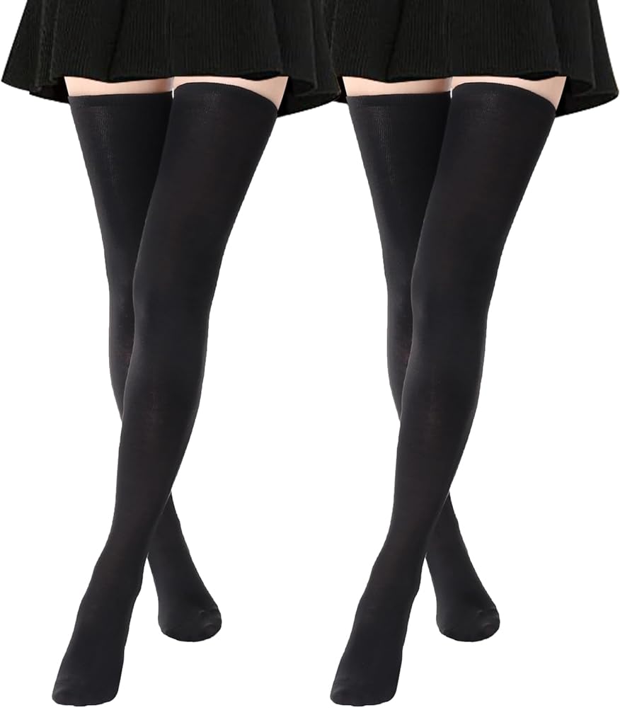 2 Pairs Extra Long Thigh High Socks for Women Long Boot Femboy Thigh High Stockings Striped Over Knee High Socks