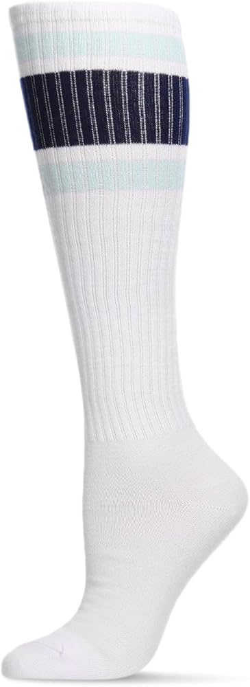 MeMoi Women's Ribbed Retro Athletic Stripe Knee High Socks