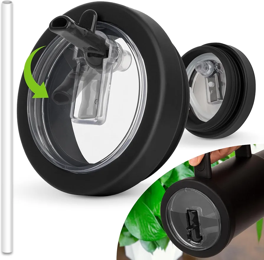 40 oz Tumbler Lid Replacement for Stanley Leak Proof lid for Stanley Lid No Spill for Stanley Lids 40 oz Leakproof for Stanley Quencher H2.0 Travel Tumbler for Stanley Accessories Silicone Black