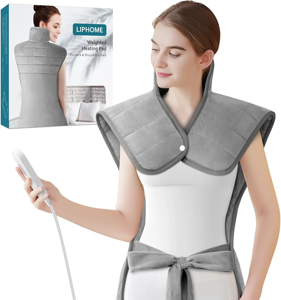 Heating Pad for Neck and Shoulders and Back, 2.7lb Weighted Heating Pad for Back Pain Relief and Cramps, Christmas Gifts for Women Men Mom Dad, Stocking Stuffers, 6 Heat Settings, 4 Auto-Off, 22"x35"