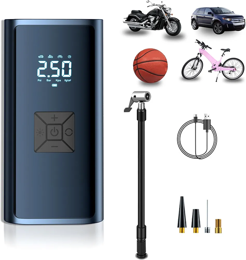Tire inflator Portable air Compressor, Digital Pressure Gauge, Smart Air Pump auto Car Tire Inflator, Quick Inflate - Motorcycles, Bicycles, and air Compressor to Check tire Pressure
