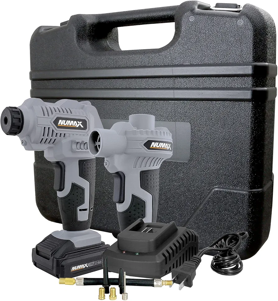 NuMax SH16VIPK 16V Cordless Tire Inflator and Air Pump Kit with Accessories, Charger, and Case