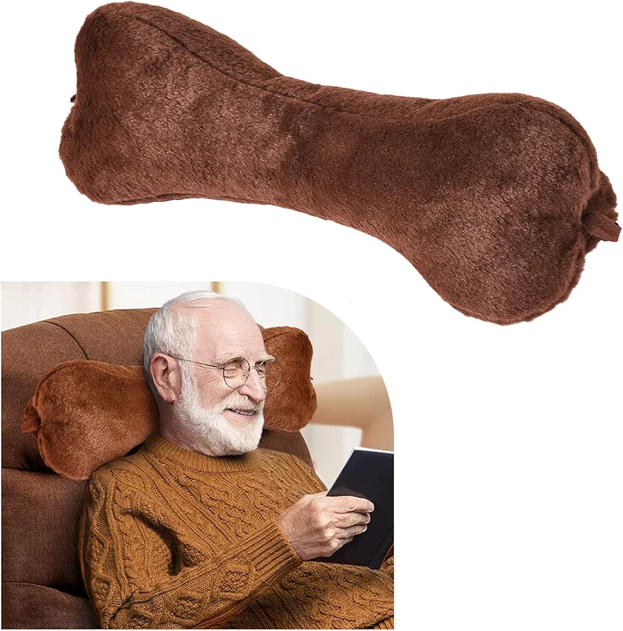 Premium Adjustable Neck Pillow for Recliner | Soft Gift for Neck Pain Relief | Ideal for Rocking Chairs and Sofas | Neck Support Pillow for Sleeping and Reclining (Brown)
