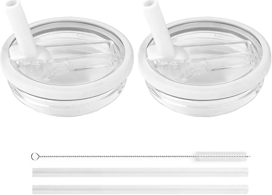 2 Pack 40 oz Replacement Nonpareil Flip Top Straw Lids, Compatible with Stanley Quencher, Leak and Splash Proof, Reusable Nonpareil Lids (creamy white)
