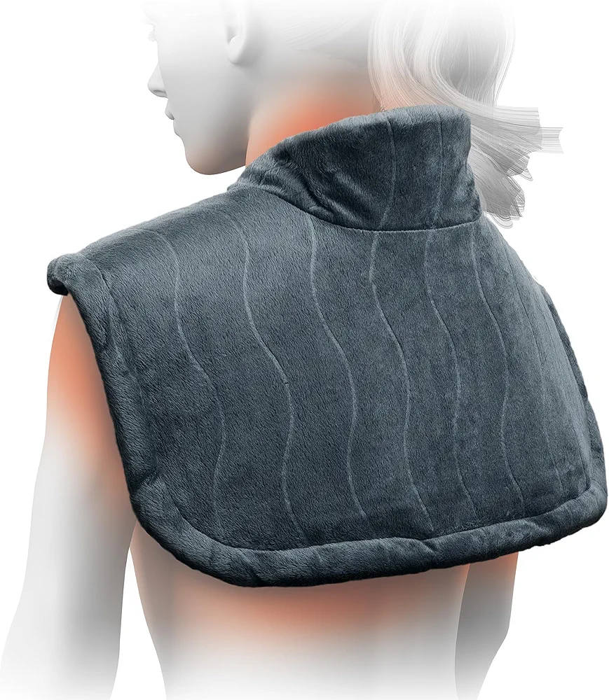 Pure Enrichment PureRelief Pro Far Infrared Neck & Shoulder Heating Pad - Deeper Muscle Relief, 4 Heat Settings, Auto Shut-Off, Universal Fit, Magnetic Closure, Dry/Moist Heat, Machine Washable