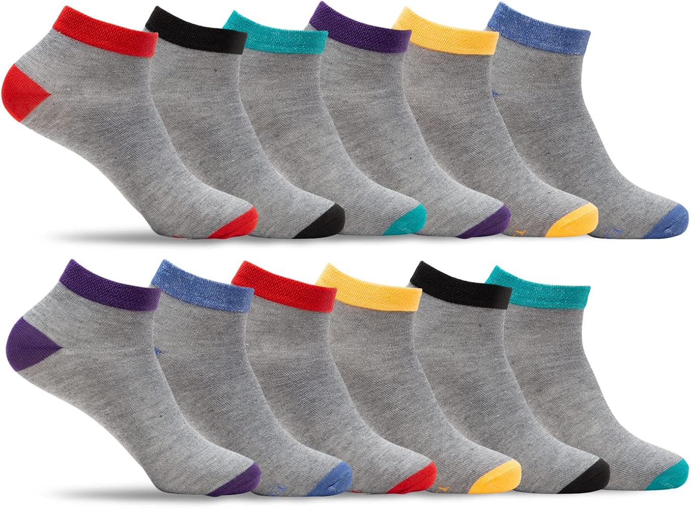 Womens Multipack of Ultra Thin & Lightweight Ankle Socks, Assorted Colors, Pack of 12 or 24 Pairs in Bulk