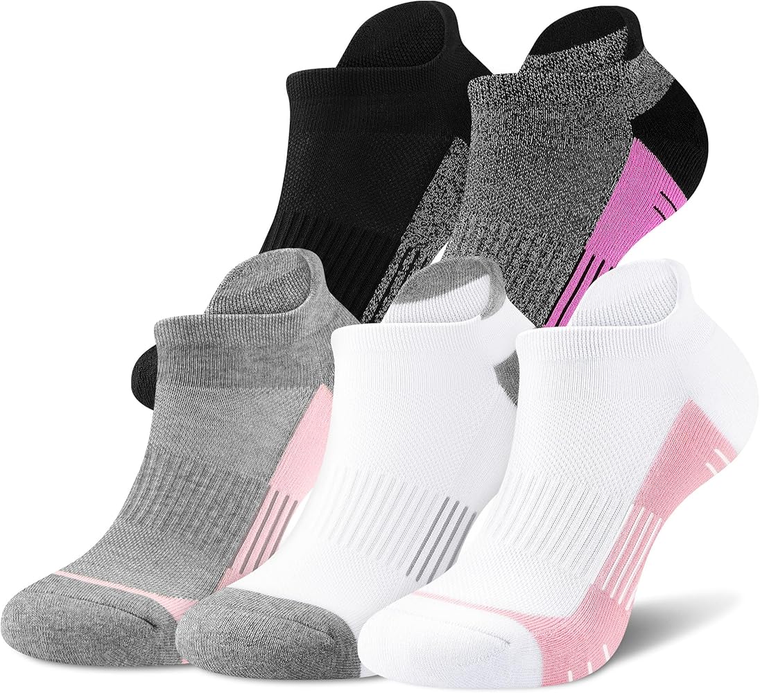 OGW Women's Ankle Socks for Athletics: Cushioned Sock with Arch Support in Multicolor - 5 Pairs Running and Hiking Sock