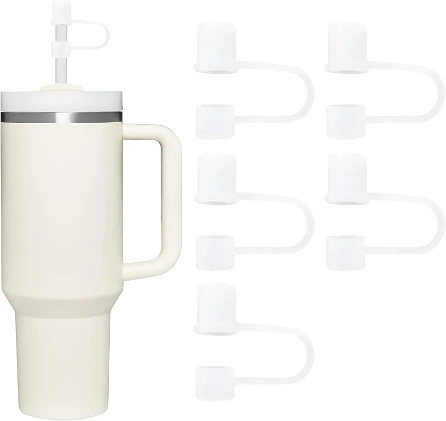 Straw Covers for Stanley, Straw Cover Caps, Straw Toppers for 30OZ/40OZ Stanley Tumblers, Food Grade Silicone. (5pcs-Basics-Clear)