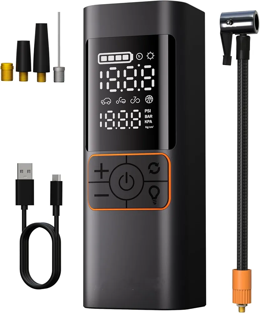 Tire Inflator Portable Air Compressor - 20000mAh 180PSI & 4X Faster Air Pump for Car Tires with Pressure Detection, Cordless Air Pump for Cars, Bikes, Balls, Motorcycles, Bright LED Screen