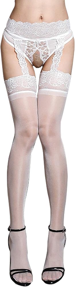Confonze Womens Suspender Thigh High Stockings Sexy Lace Garter Belt Pantyhose