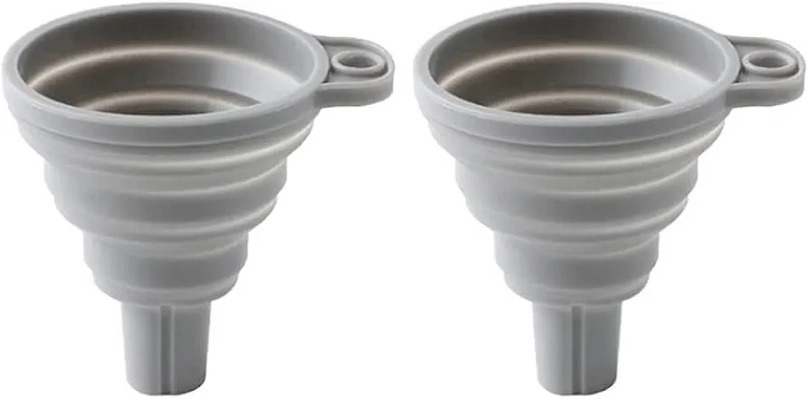 LEVINE Funnel kitchenKitchen Funnel Set of 2,Silicone Collapsible Funnel Small Foldable Funnel for Transferring Oil/Water/Liquid-Gray/White (Color : Gray)