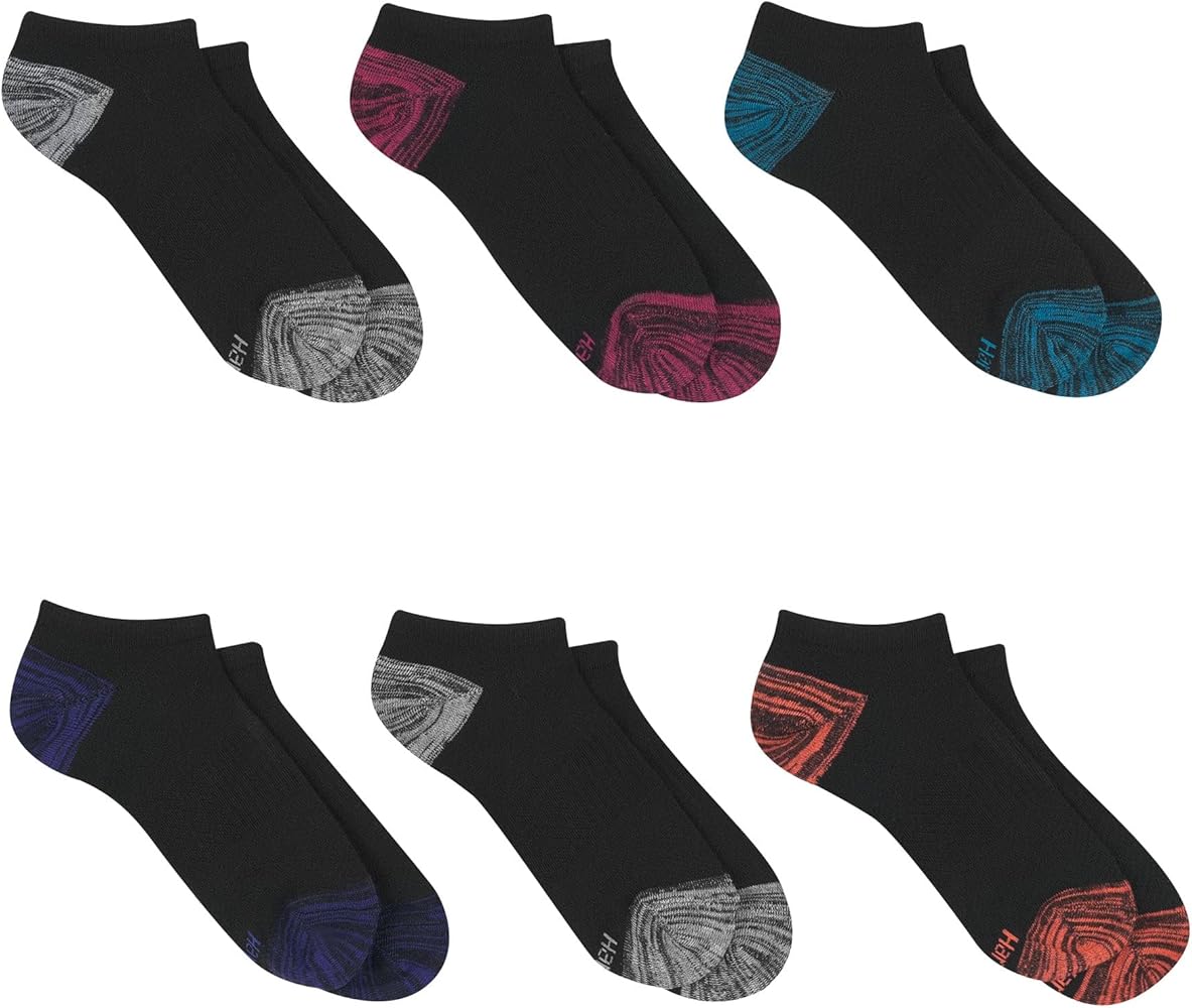 Hanes Performance No Show, Lightweight X-Temp Cooling Socks for Women, 6-Pack