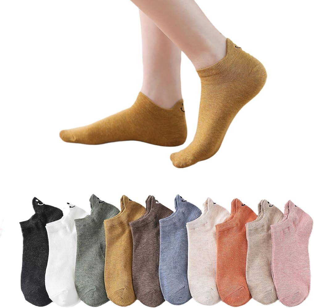 Womens Cotton Ankle Socks Low Cut Socks for Women No Show Socks Cotton Casual Socks Non Slip Flat 10Pairs