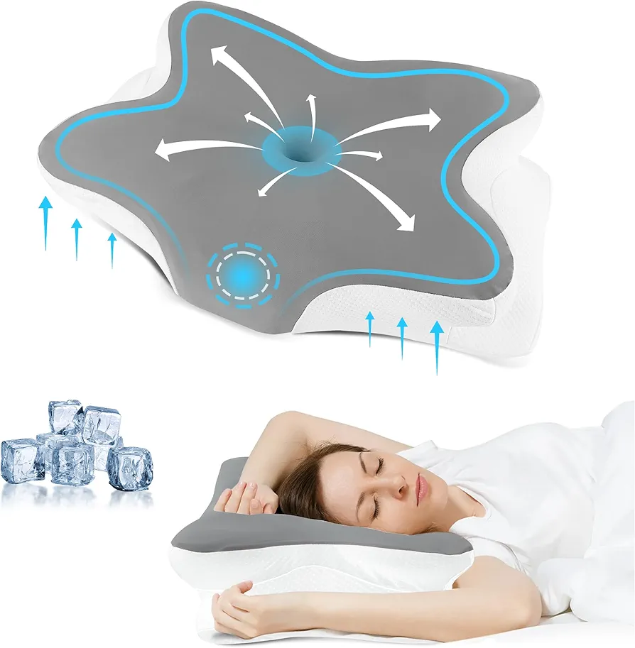 Memory Foam Neck Pillow for Pain Relief,Cervical Neck Pillow,Ergonomic Contour Pillow for Neck and Shoulder Pain Relief,Side Sleeper Pillows,Orthopedic Contour for Side.