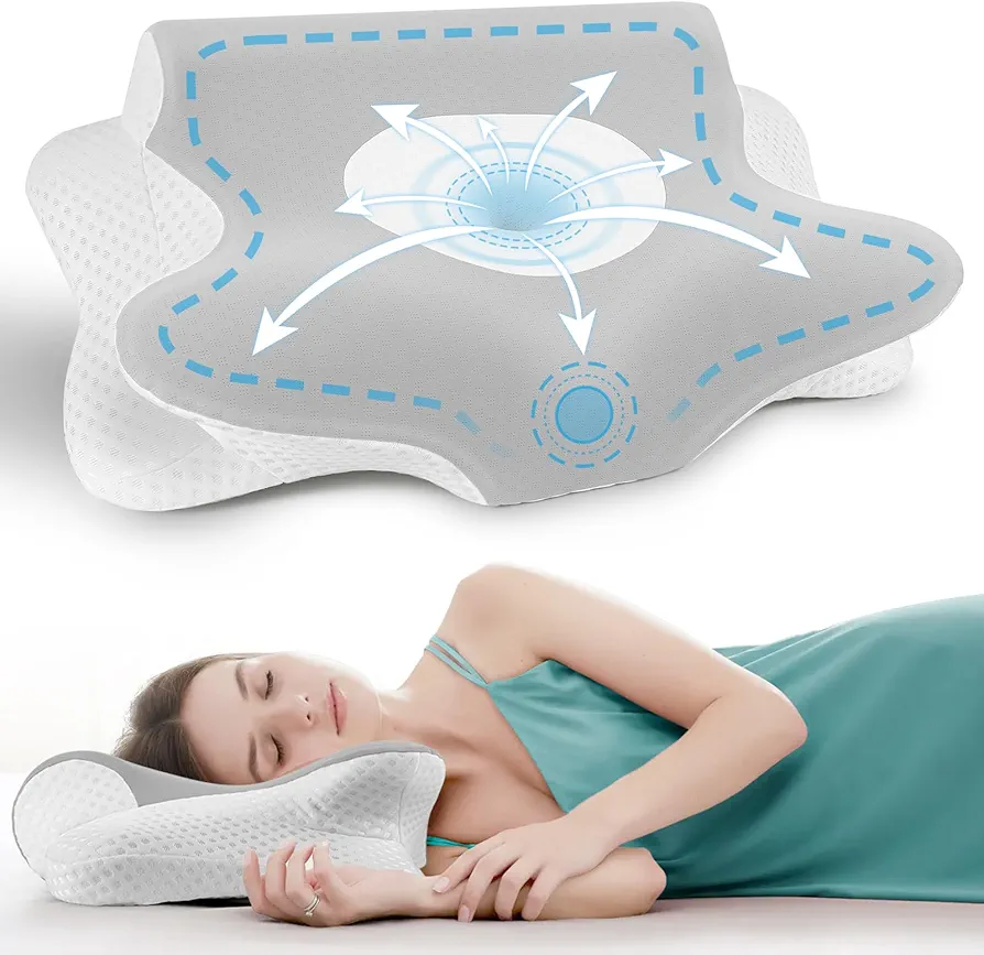 Cervical Pillow for Neck Pain Relief, Contour Memory Foam Pillow,Ergonomic Neck Support Pillow for Side Back Stomach Sleepers