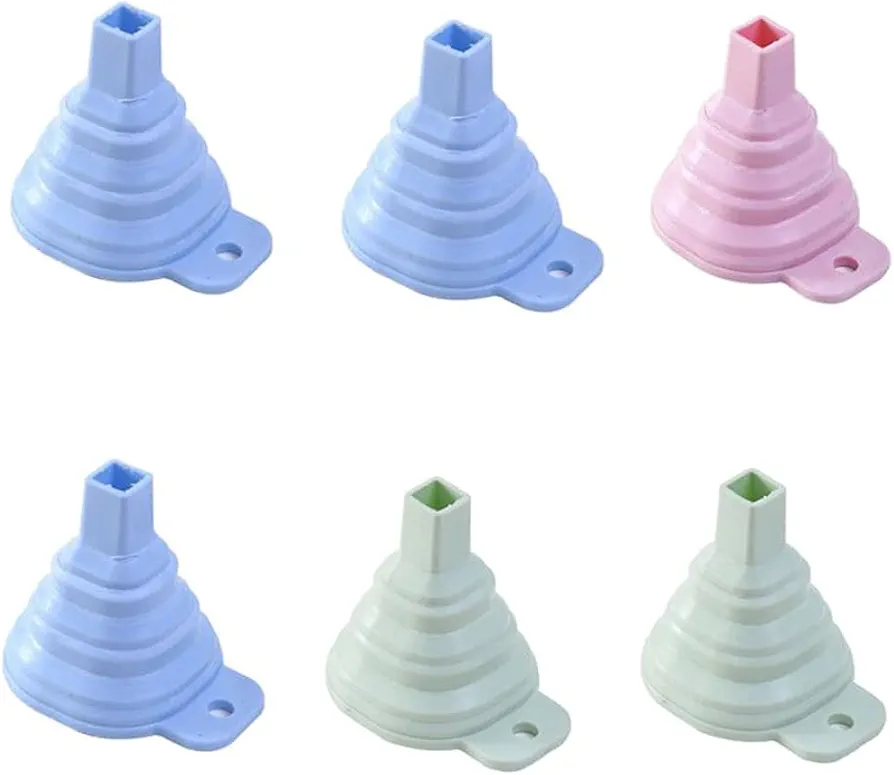 6pcs Folding Funnel Funnels Funnel for Kitchen Silicone Funnel