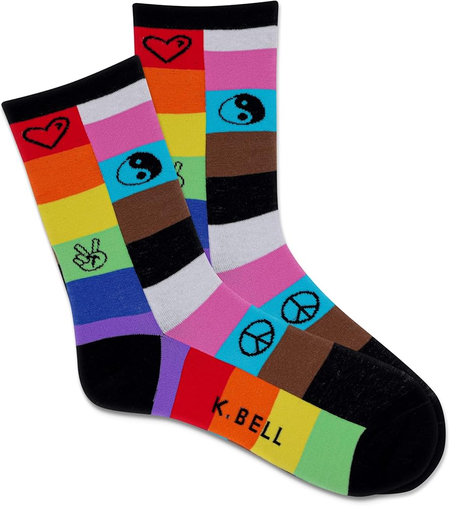 K. Bell Women's Fun Pride Crew Socks-1 Pairs-Cool & Empowering Novelty Fashion Gifts