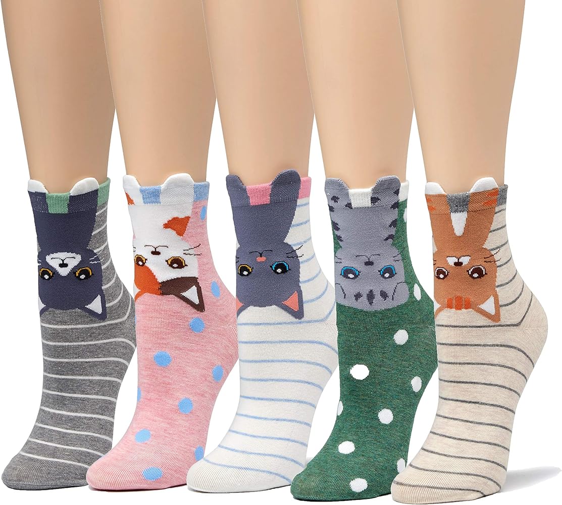 Leotruny Cute Socks Women Cat: Animal Novelty Socks for Women Girls - Ladies Funny Socks with Gift Box