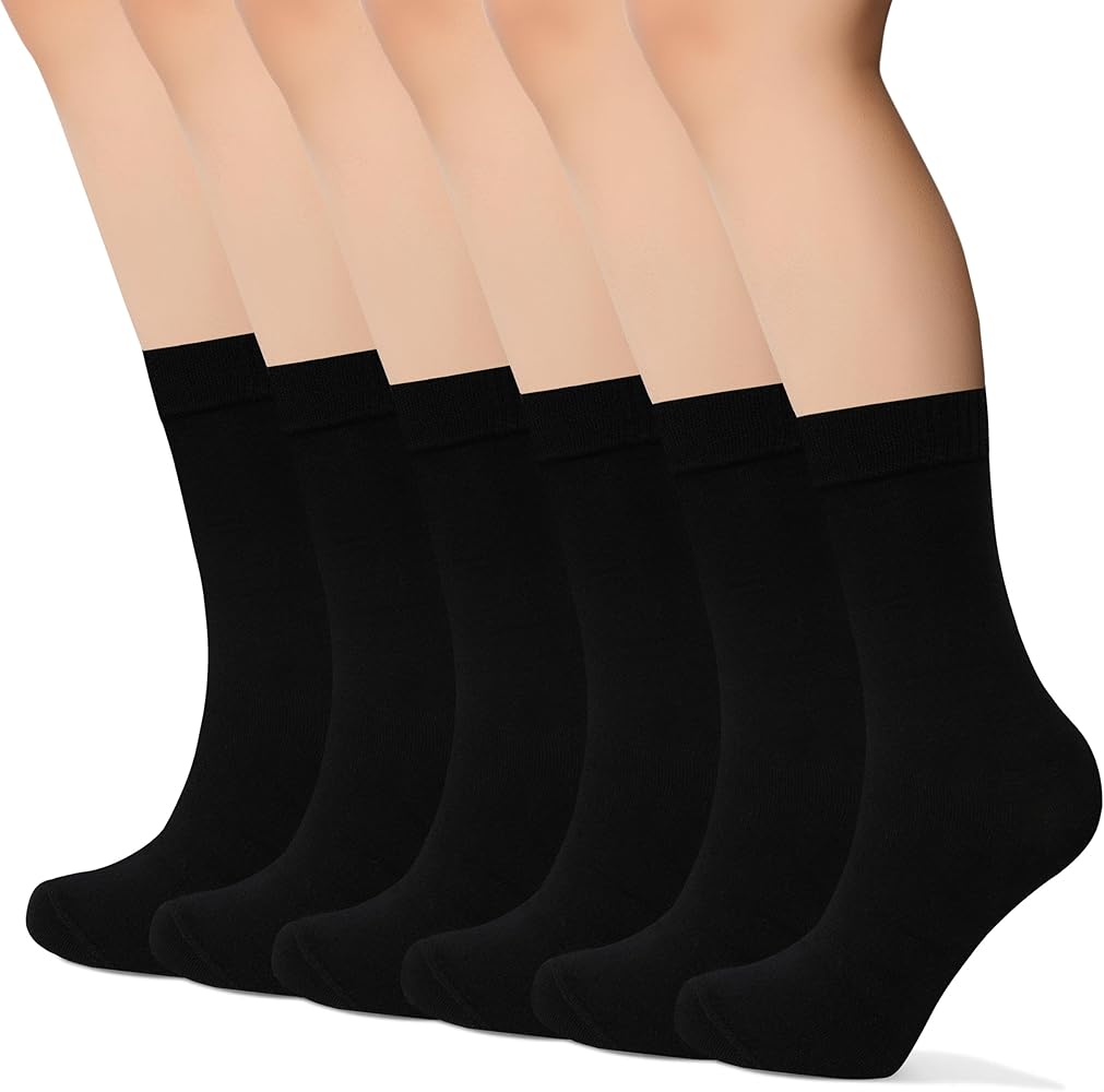 Bamboo Womens Dress Socks, Calf Socks for Women, Solid Womens Crew Socks for Women Shoe Size 5-7/7.5-10, 3-6 Pairs